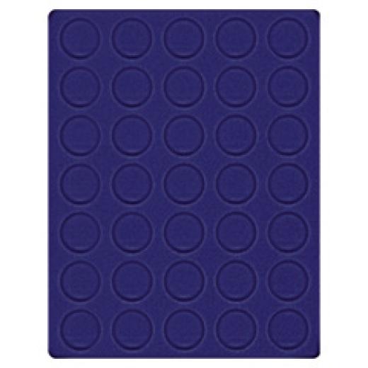 Velourseinlage, dunkelblau, mit 35 runden Vertiefungen fr Mnzen mit  32,5 mm