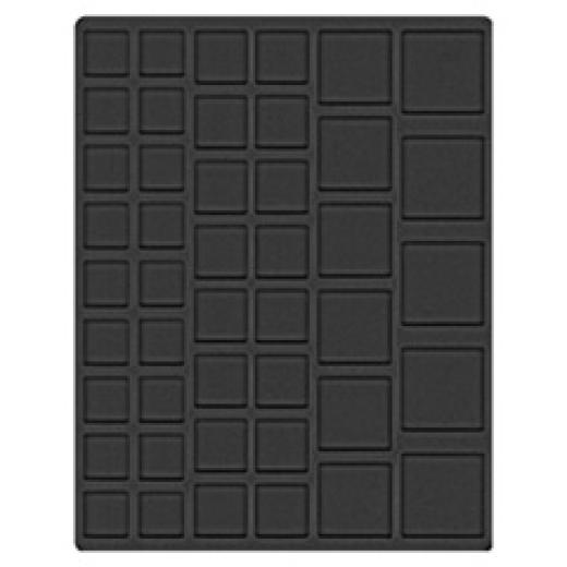 Velourseinlage, schwarz, mit 45 rechteckigen Fchern fr Mnzen/Mnzkapseln bis  24, 28, 39 und 44 mm