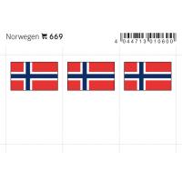 Flaggensticker, Norwegen 6er-Packung 