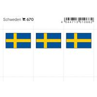 Flaggensticker, Schweden 6er-Packung 