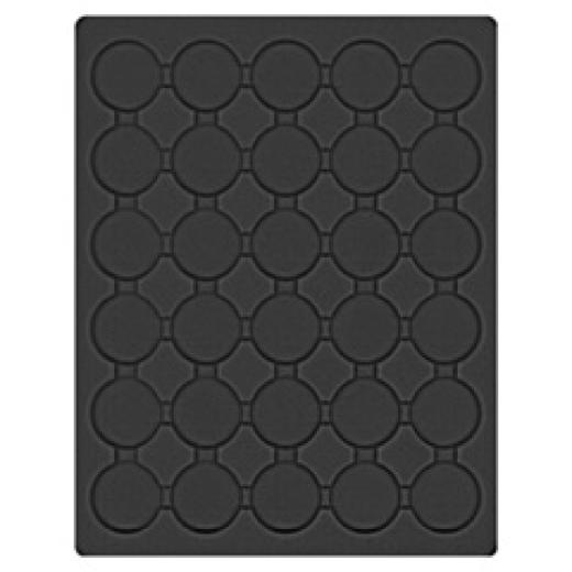 Velourseinlage, schwarz, mit 30 runden Vertiefungen fr Mnzkapseln mit Auen- 37,5 mm