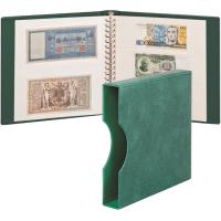 Banknotenalbum REGULAR mit 20 Klarsichthllen und Schutzkassette, grn