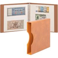 Banknotenalbum REGULAR mit 20 Klarsichthllen und Schutzkassette, hellbraun