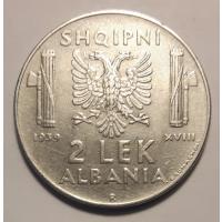 Albanien - 2 Lek 1939 R, ss/vz
