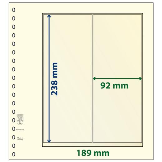 T-Blanko-Blatt mit 2 Streifen senkrecht: 238 mm