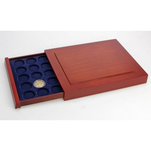 NOVA exquisite Mnzen-Schubladenelement 6850 aus Holz fr 12 Mnzen in Mnzrhmchen 50 x 50 mm