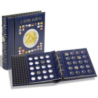 Münzalbum VISTA, für 2-Euro-Münzen, inkl. 4 VISTA, Münzblättern, inkl. Schutzkassette,blau