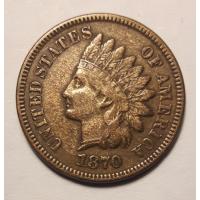 USA - 1 Cent 1870 Bold N, Indian Head Cent, ss+